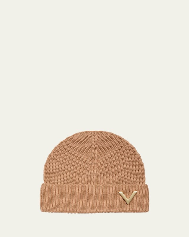 Logo Ribbed Cashmere Beanie